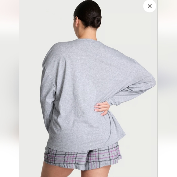 New Flannel Long-Sleeve Short Tee-Jama Set S/P - Picture 2 of 7